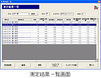 体力測定システム/測定結果一覧画面